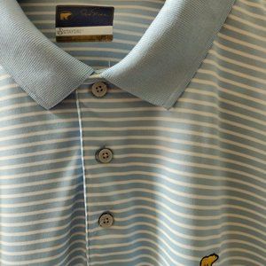 Jack Nicklaus Light Blue/White striped Staydri polo